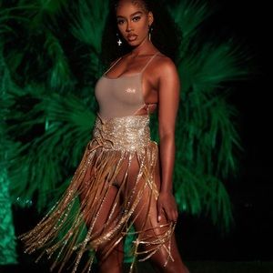 Sparkle Goddess Rhinestone Lace-Up Skirt